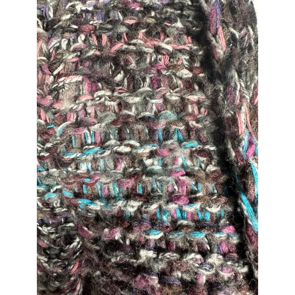 Anthropologie Moth Chunky Knit Open Cardigan Sweater Large Multicolor Cozy Boho - Picture 7 of 11